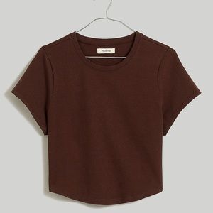Madewell Heavyweight Jersey Crewneck Tee Shirt Top Brown Small Womens NWT.